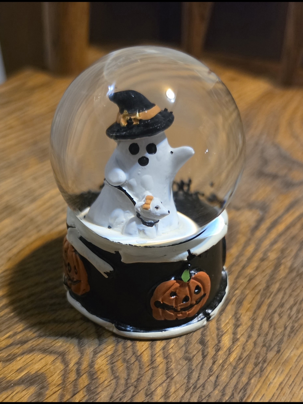 Halloween Ghost Snow Globe with Pumpkin Base BNIB